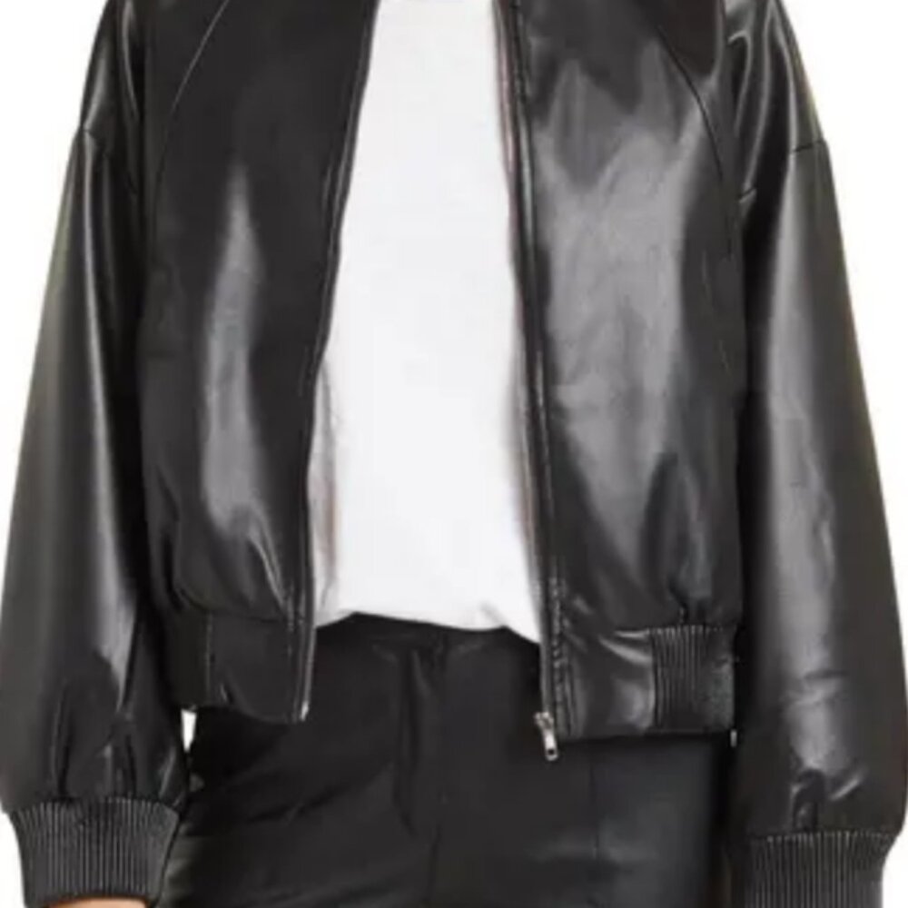 Know One Cares Vegan Leather Bomber - SM
